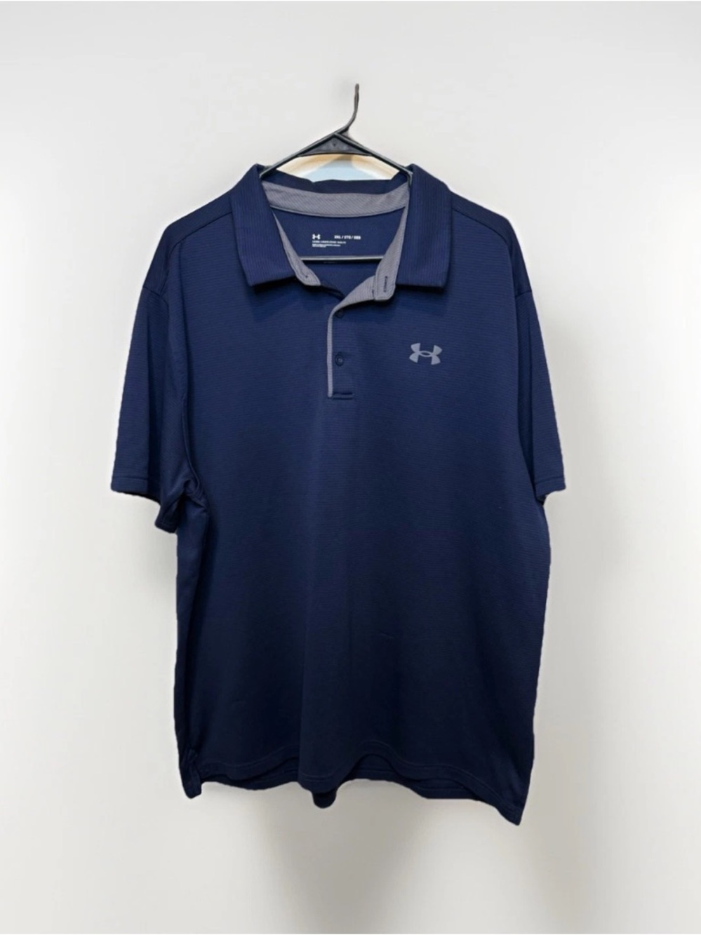 Under Armour mens polo shirt loose fit short sleeve heatgear navy blue Size XL